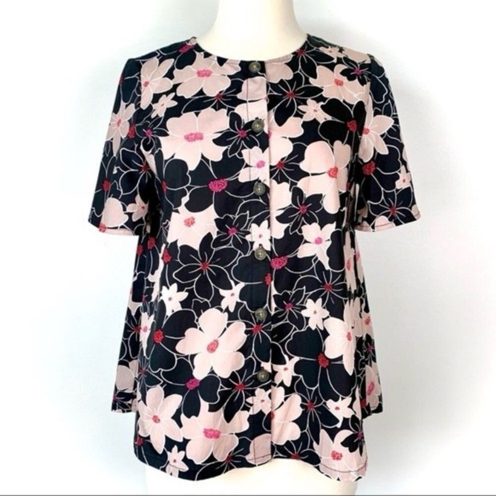 Who What Wear 100% Cotton Floral Button Down Blouse Size Small NWT